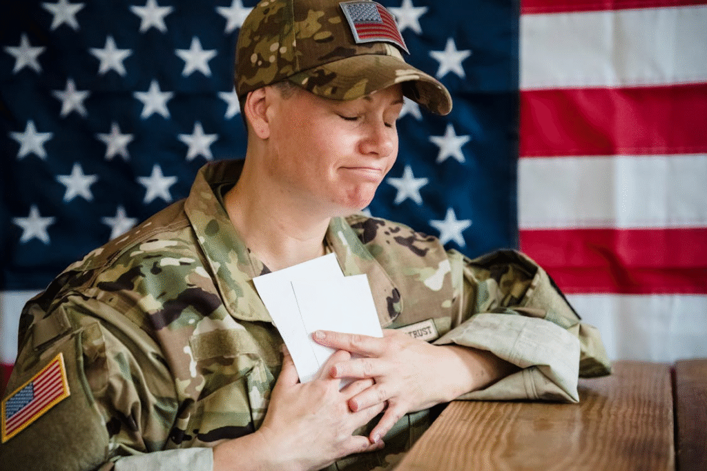 Female veteran in uniform