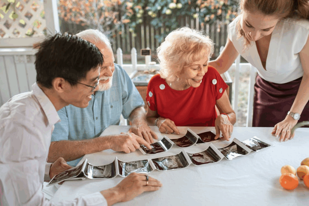 A team of healthcare professionals working with dementia patients