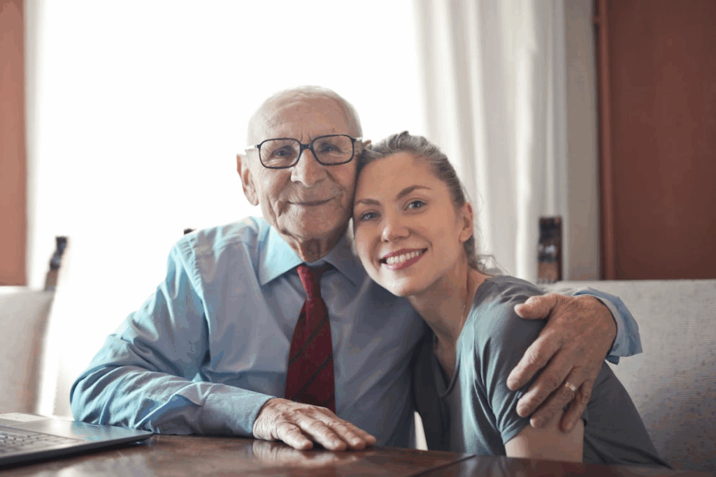 A senior with a caregiver