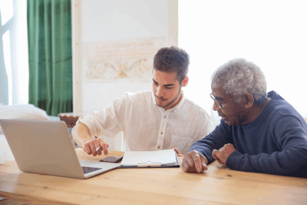 A caregiver helping out a senior
