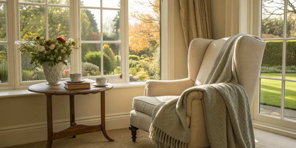 A comfortable living room, a factor in determining how much 24 hour in-home care costs.