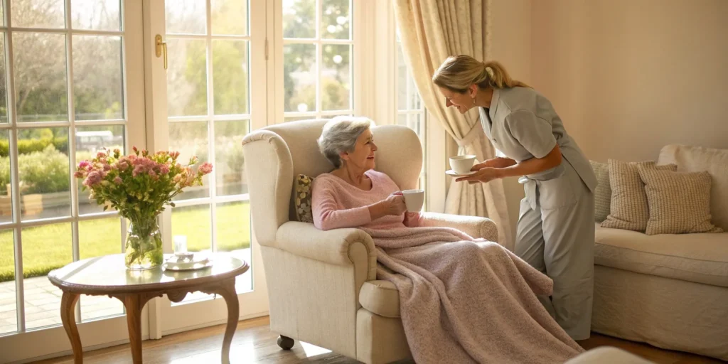 Live-in care for a woman recovering at home after hospitalization.